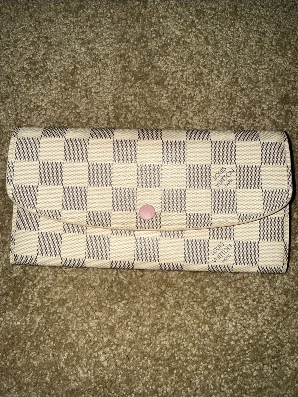 Louis Vuitton Damier Azur Checkered Continental Wallet with Pink Snap